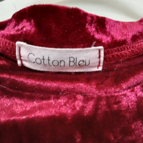 WOMENS COTTON BLEU CRIMSON TOP, VELOUR CRIMSON TOP, BOHO, CROPPED SIZE SMALL - Picture 3 of 6